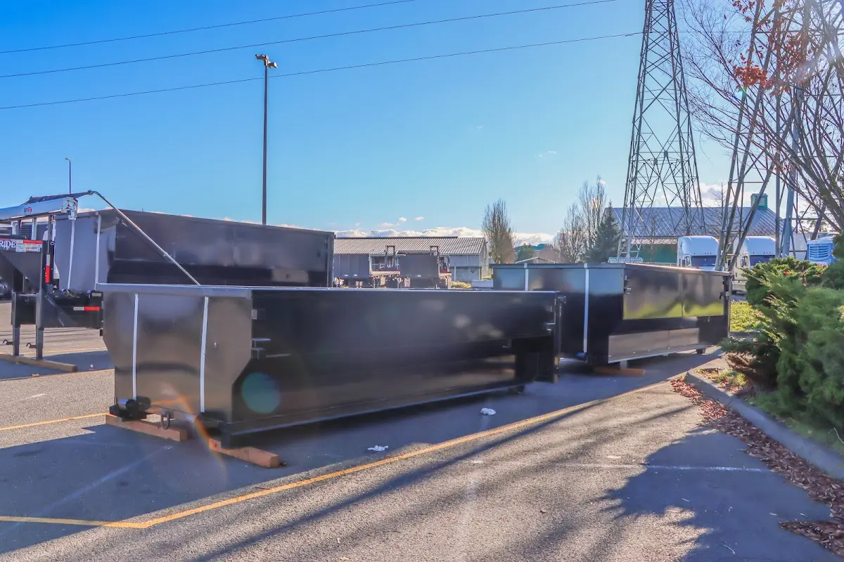 Roll-off dumpster ready for waste disposal at job site for Yard Waste Dumpster Rental in Peculiar